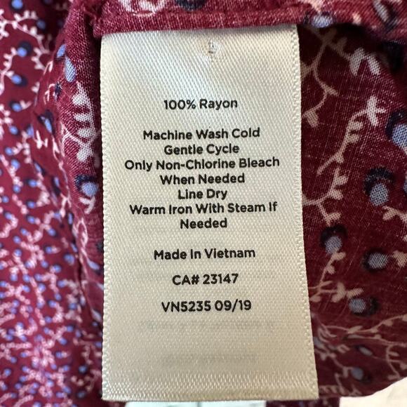 Talbots Women’s blouse wrap side tie floral burgundy fall feminine academia - Picture 5 of 9